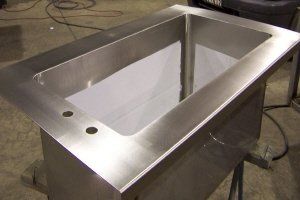 large stainless steel kitchen sink